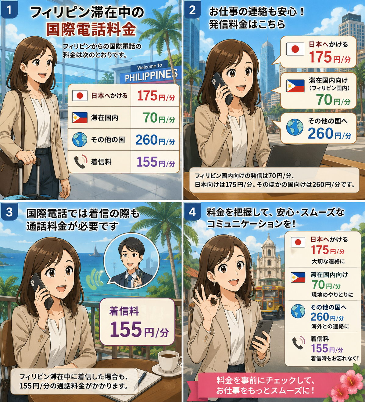 LINEMOフィリピン滞在中の国際電話料金