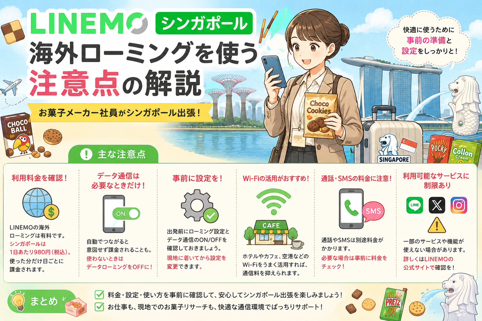 LINEMOシンガポール海外ローミングを使う注意点の解説お菓子メーカー社員がシンガポール出張
